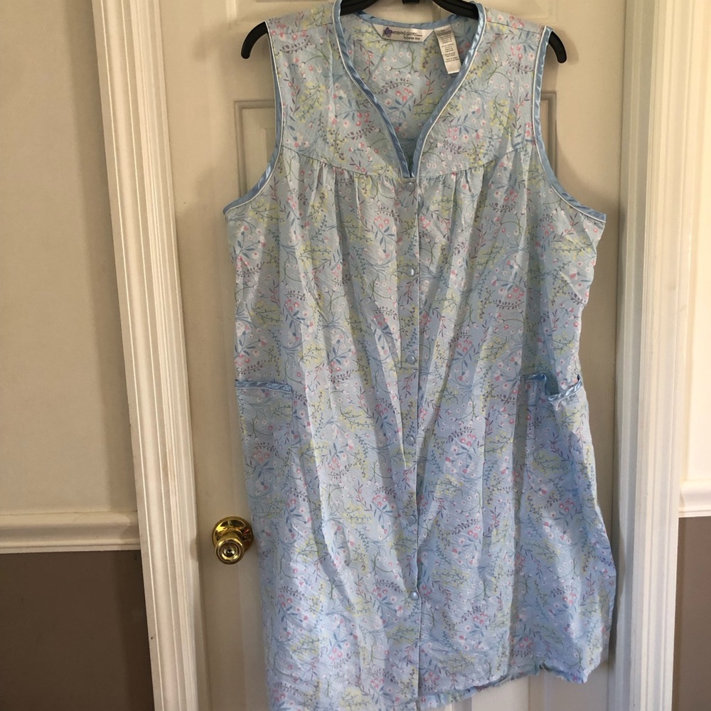 Morning Glory By Jasmine Rose Snap Robe Housedress House Coat 3X Blue Floral